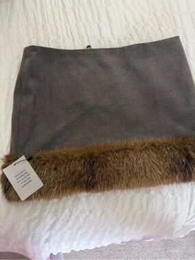 Lovers + Friends Brown Mini Skirt with Faux Fur Trim